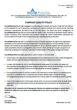 Company Quality Policy